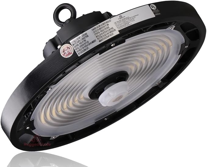 RuggedGrade 240W - Titan V Series LED High Bay UFO Light with Motion Sensor - 35,300 Lumens - High Voltage 277-480V - 5000K Bright White - Outdoor LED Light - DLC 5.1 Premium