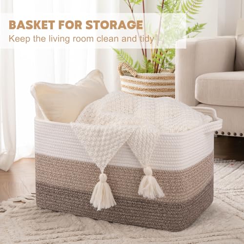 OIAHOMY Large Blanket Basket, 65L Cotton Rope Woven | All Products - Image 3