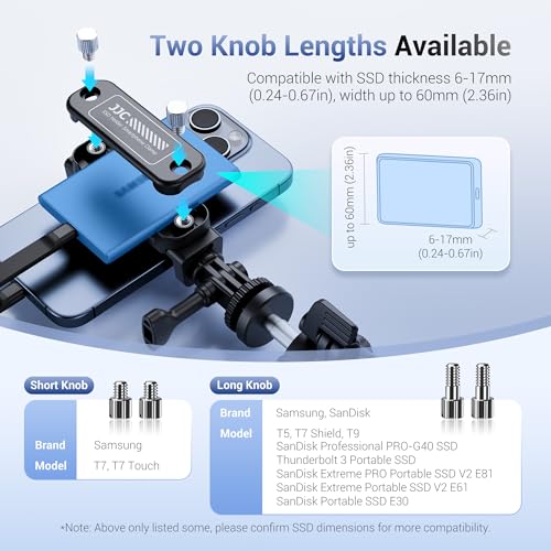 JJC SSD Holder Bracket for Samsung T5 T7 T9, Phone Tripod Mount - Image 4