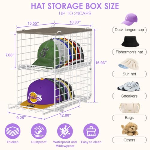 2 Pack Stackable Baseball Caps Organizer Hat Organizer - Image 3