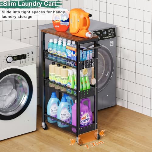 Laundry Room Slim Rolling Cart with Wheels for Between Washer - Image 4