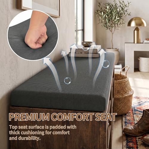 Shoe Rack Bench, Shoe Storage Bench with Cushion - Image 7
