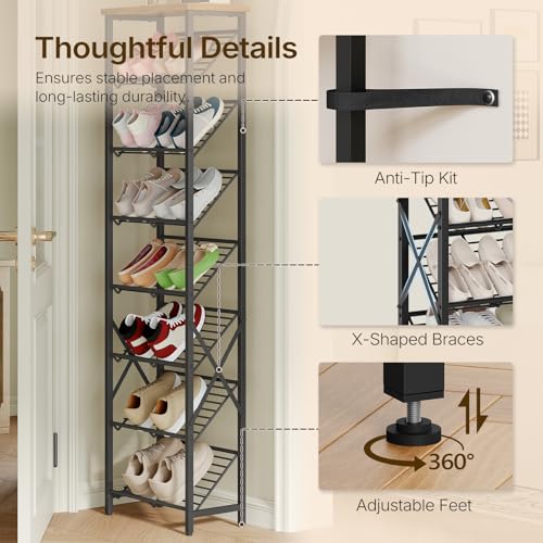 YATINEY 8-Tier Tall Shoes Rack, Slim Shoe Organizer | All Products - Image 7