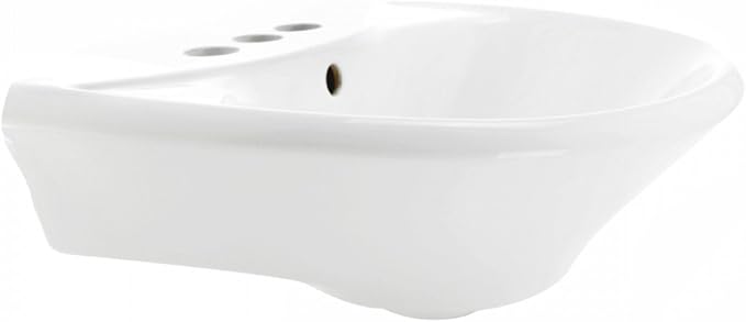 Small Bathroom Pedestal Sink White With Overflow Centerset Faucet Holes Grade A Vitreous China 33 Inch Tall x 16 Inch Wide x 14 Inch Projection Space Saving Ondine Design Renovator's Supply