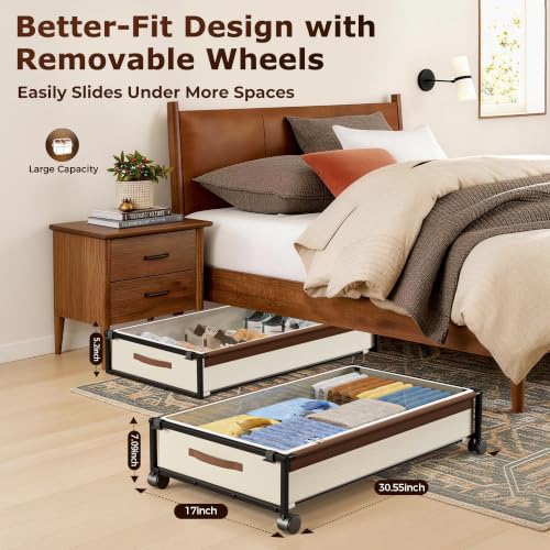 OMAIRA 2-Pack Under Bed Storage With Wheels,Underbed Shoe - Image 5