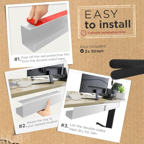 Scanfield Under Desk Cable Management Tray, No-Screw | Cable Managemen - Image 4
