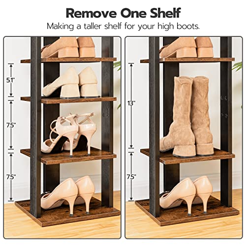 HOOBRO 8 Tiers Vertical Shoe Rack, Wooden Shoe Storage Organizer - Image 4