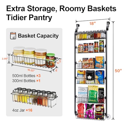 Delamu Over the Door Pantry Organizer, 6-Tier Metal | All Products - Image 4