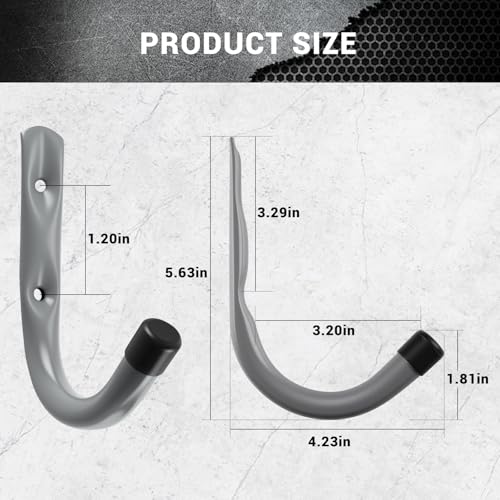 Garage Hooks, 4 Inch Heavy Duty Steel J Hooks for Wall - Image 3