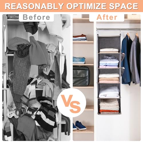 BOOMIBOO Hanging Closet Organize and Shelves，5-Hanging Shelf - Image 7