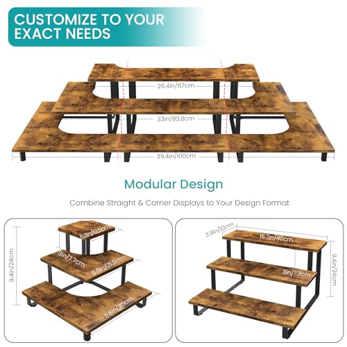 ELITEROO 3 Tier Wooden Retail Display Shelves, Portable Display - Image 4