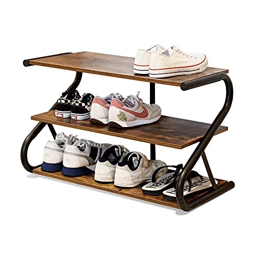 Wooden Shoe Rack for Entryway Closet, S-Shaped Shoe Storage Shelf - Image 2