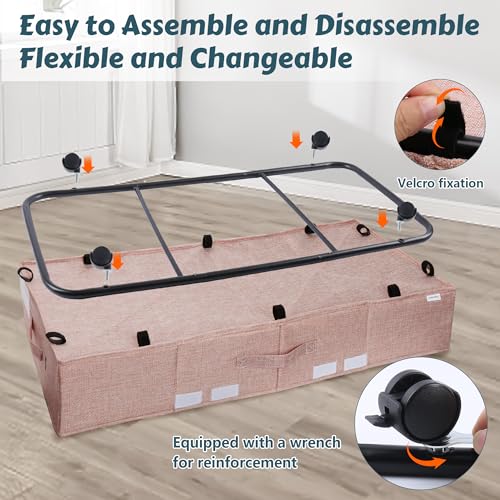 Under Bed Storage with Wheels, 2Pack Rolling Underbed Storage - Image 6