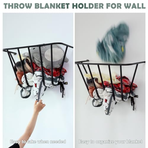 Upgraded Wall Mounted Throw Blanket Holder, Metal | Home Organization - Image 4