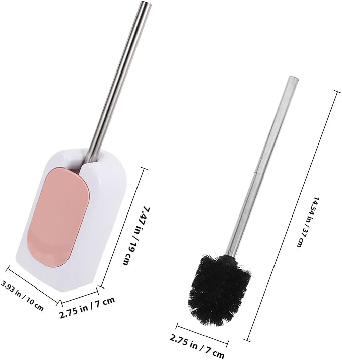 Wall-Mounted Long Handle Toilet Brush Set with Soft Bristles, Plastic Holder for Bathroom Deep Cleaning, Nordic Pink Bathroom Accessories