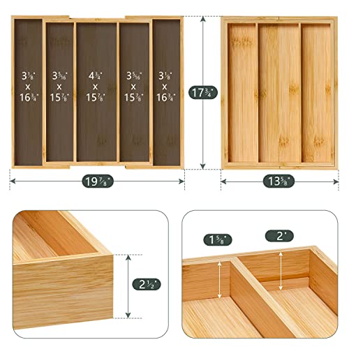 Bamboo Utensil Organizer Cutlery Organizer - Expandable 5 Slots - Image 3