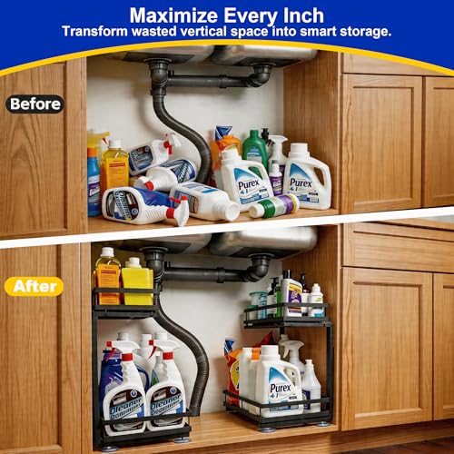 2-Tier Metal L-Shaped Pull-Out Under Sink Organizer, | All Products - Image 6
