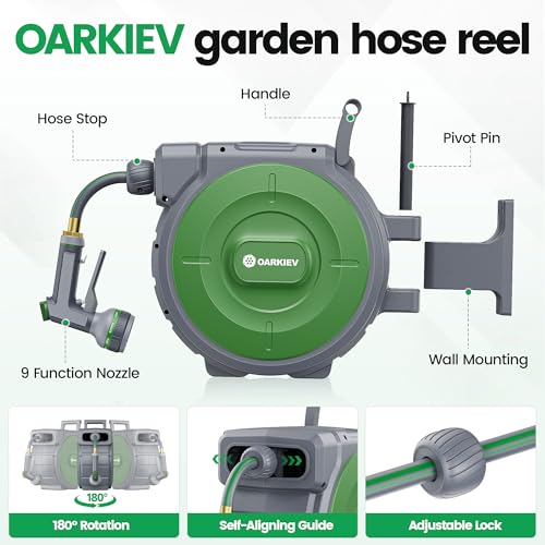 Garden Retractable Hose Reel, 1/2 Inch x 100 ft Wall Mounted - Image 4
