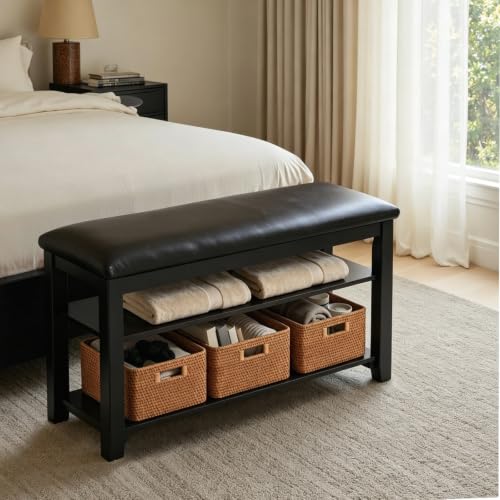 Solid Wood Shoe Rack Bench for Entryway,Entryway Bench - Image 7