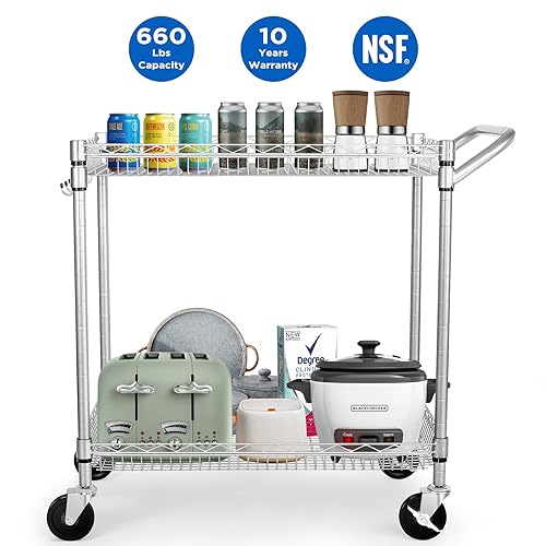 WDT Heavy Duty 2 Tier Rolling Cart, NSF Listed - Image 3