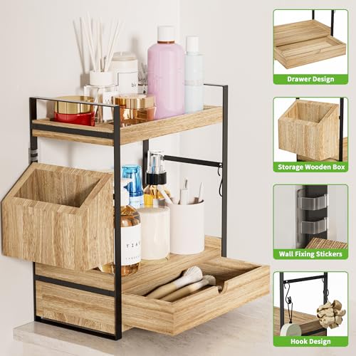 2-Tier Bathroom Counter Organizer, Wooden Vanity She | All Products - Image 5