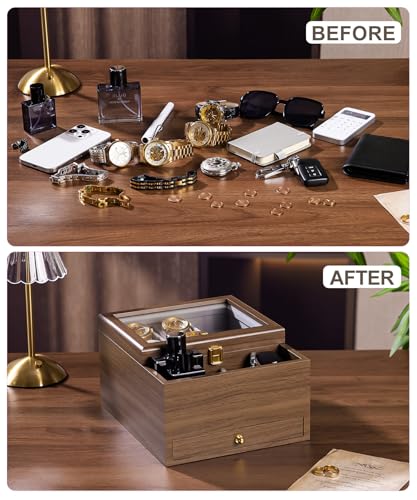 Homde Wooden Watch Box for Men: 3-Layer Organizer wi | All Products - Image 7