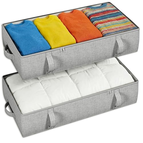 2-Pack Under Bed Storage Containers, 8 Inches Tall Clothes - Image 2