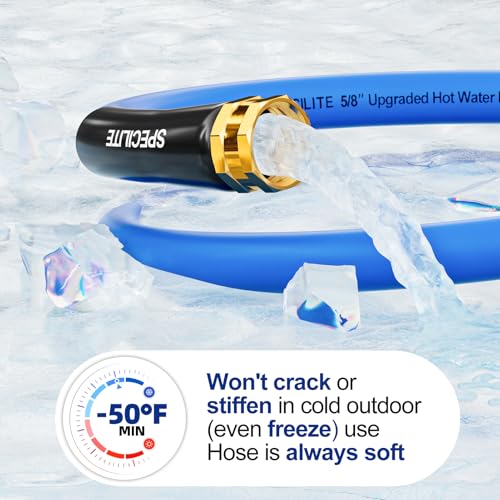 SPECILITE Hot/Cold Retractable Garden Hose Reel 50ft x 5/8", Blue - Image 4