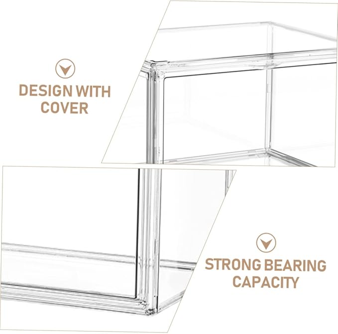 GLEAVI Transparent Acrylic Storage Box for Books Multi-function Sundries Organizer Stackable Container for Bedroom Office and Study Room Lightweight and Design
