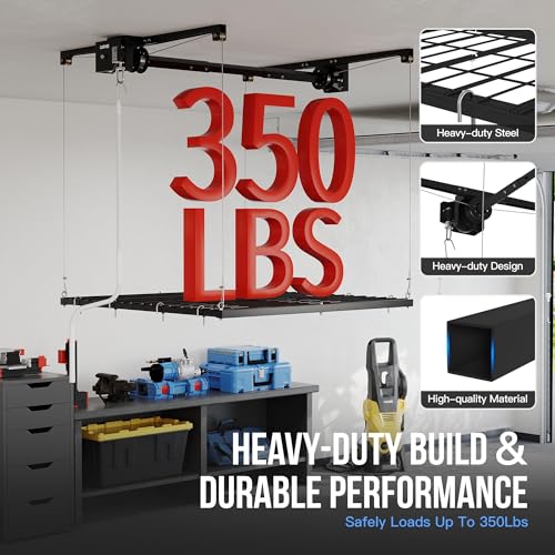 Garvee Overhead Garage Storage Rack Lift, 4x4 ft Ceiling - Image 5