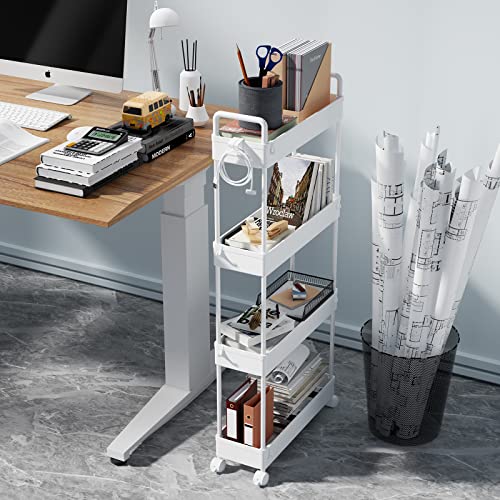 SOLEJAZZ Slim Rolling Storage Cart Skinny Bathroom Organizer, 4 - Image 6