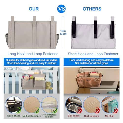 Surblue Bedside Caddy Hanging Bed Organizer Storage Bag Pocket - Image 5