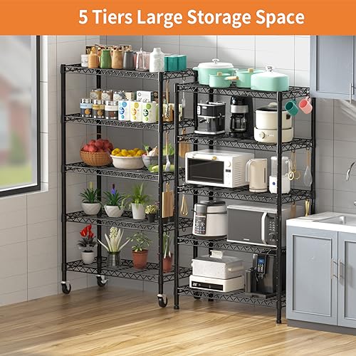 Wire Shelving, 1900lbs Capacity 5 Tier Heavy Duty NSF Wire - Image 5