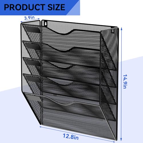 5 Pockets Hanging Wall File Organizer Mail Holder, W | All Products - Image 4