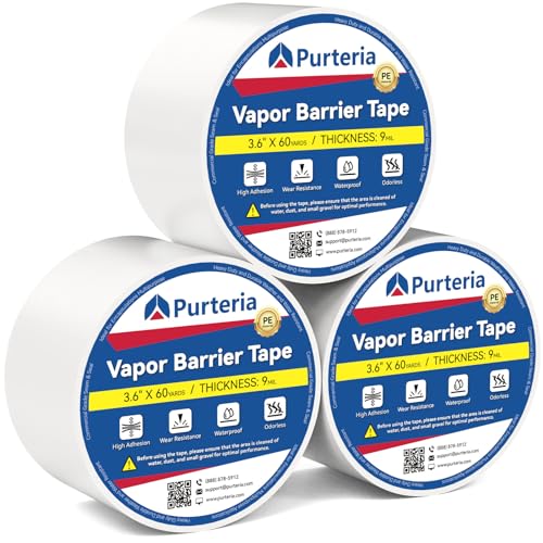 Vapor Barrier Tape, 9 Mil 3.6"x180', 3 Roll - Image 2