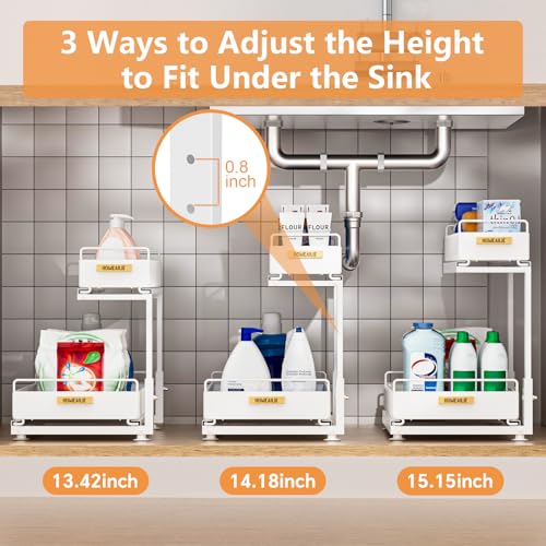 Under Sink Organizer, High Adjustable 2 Tier Under Kitchen Sink - Image 3