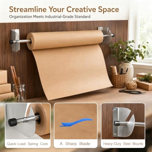 Wrapping Paper wall Mount, Kraft Paper roll Dispenser - Image 5