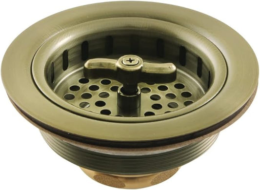Kingston Brass K212AB Tacoma Spin and Seal Sink Basket Strainer, Antique Brass