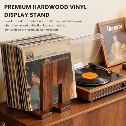 Vinyl Record Storage Stand, Solid Acacia Wood Album Holder - Image 7
