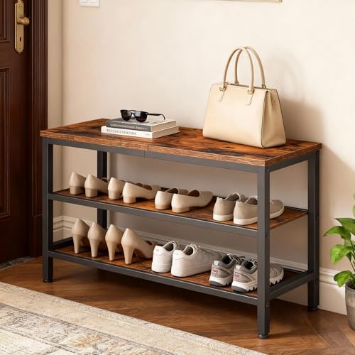 Wooden Shoe Bench, 3-Tier Shoe Rack - Image 3
