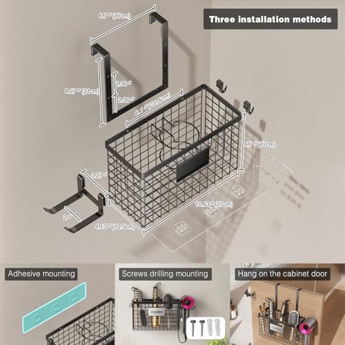 Hair Dryer Holder Cabinet Door, Adhesive Hair Tool | Home Organization - Image 3