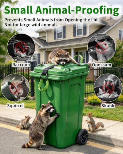 Trash Can Lock Raccoon Proof, Adjustable Straps with Metal - Image 3