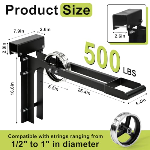 Scaffold Hoist Pulley with Long Handle 500Lbs 8.5" Black - Image 3
