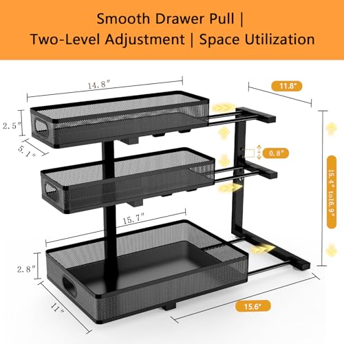 Under Sink Organizer, 2-Pack 3-tier Under Sink Storage - Image 3