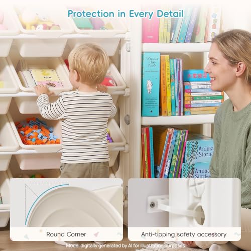 Vtopmart Kids Toy Storage Organizer with Bookshelf for Playroom - Image 7