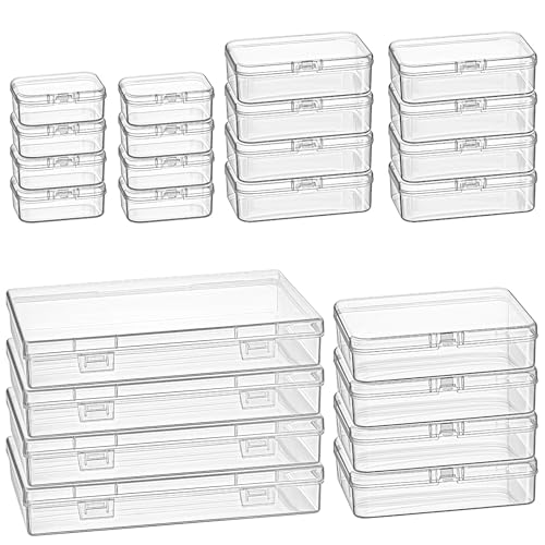 24 Pieces Mixed Sizes Rectangular Empty Mini Clear Plastic - Image 2