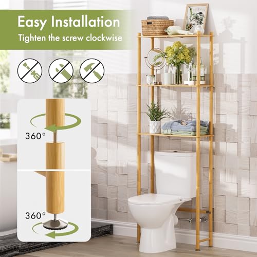 AmazerBath Bamboo Over The Toilet Storage Shelf, 3-Tier - Image 7
