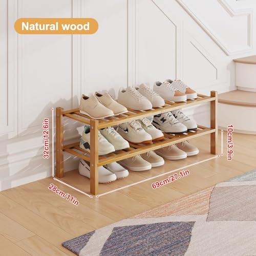 Bamboo Shoe Rack Organizer for Closet and Entryway - Space-Saving - Image 3