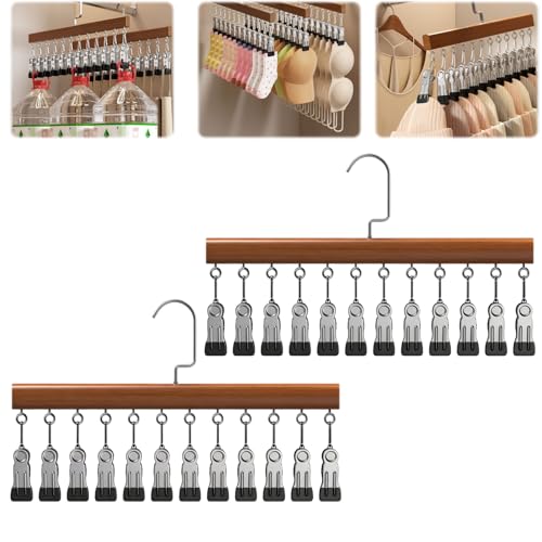 2pcs Closet Organizer with 12 Clips, Space Saving Hanging Closet - Image 2