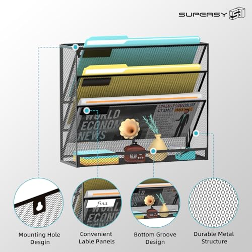 SUPEASY Wall File Organizer Mesh Office Mail Holder, Hanging Wall - Image 5